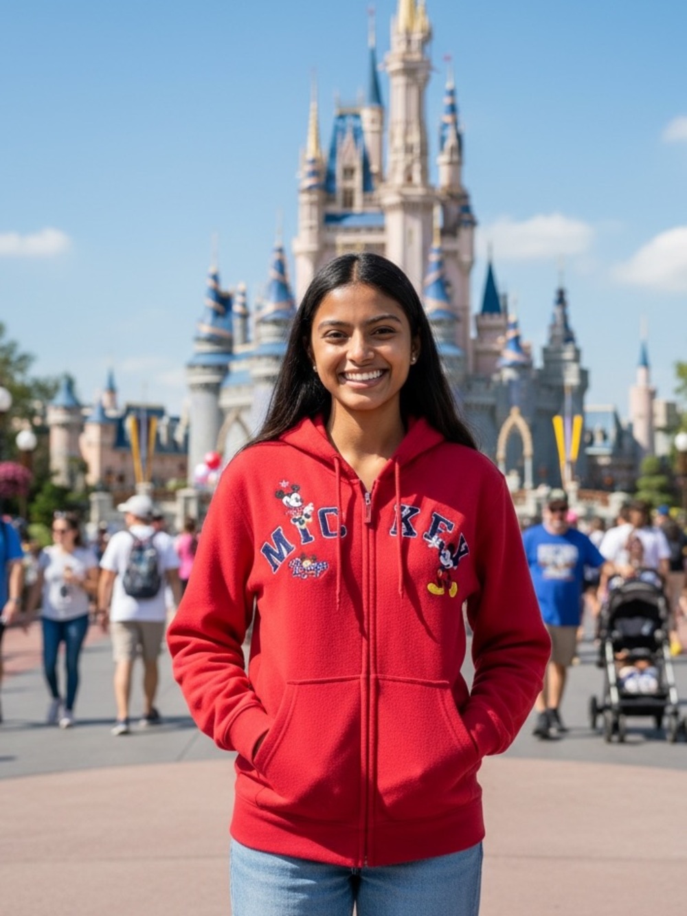 Mickey Full Zipper Fleece Hoodie Jacket Sz. M Minnie
